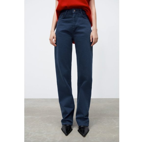 Zara Denim - Zara Jeans High Rise Straight Leg Long Length